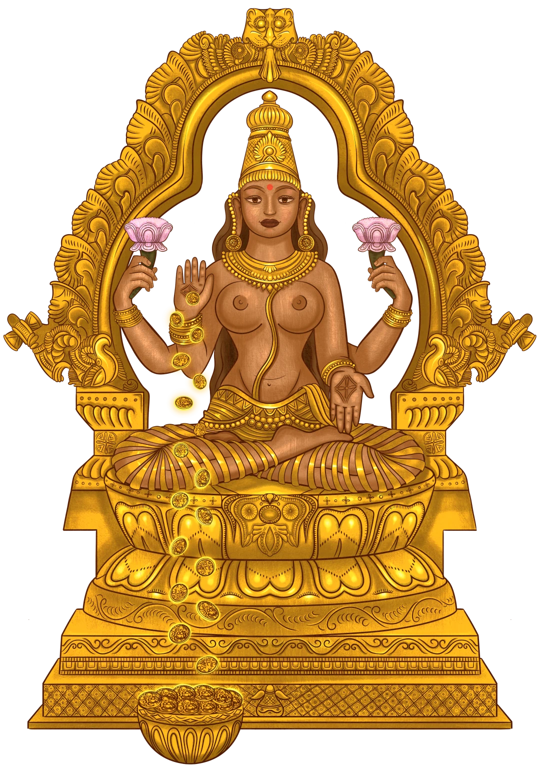 Lakṣmī Devī – Göttin des Glücks, der Schönheit, der Liebe, der Fruchtbarkeit und des Wohlstands, Ehefrau von Viṣṇu.