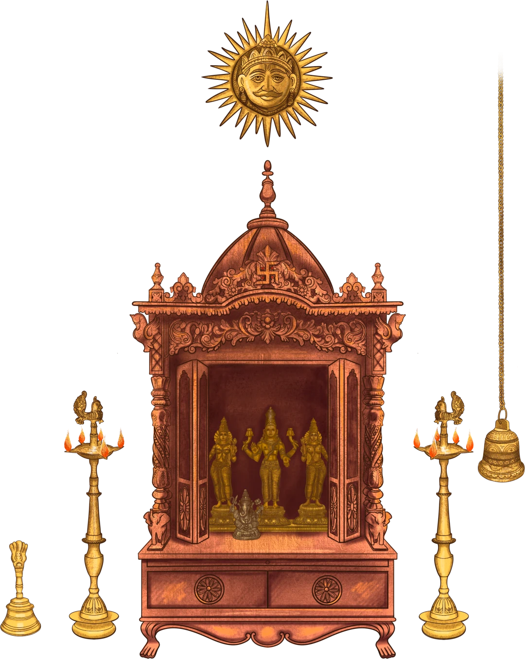 Altar im Tempelraum SŪRYA KĀNAN