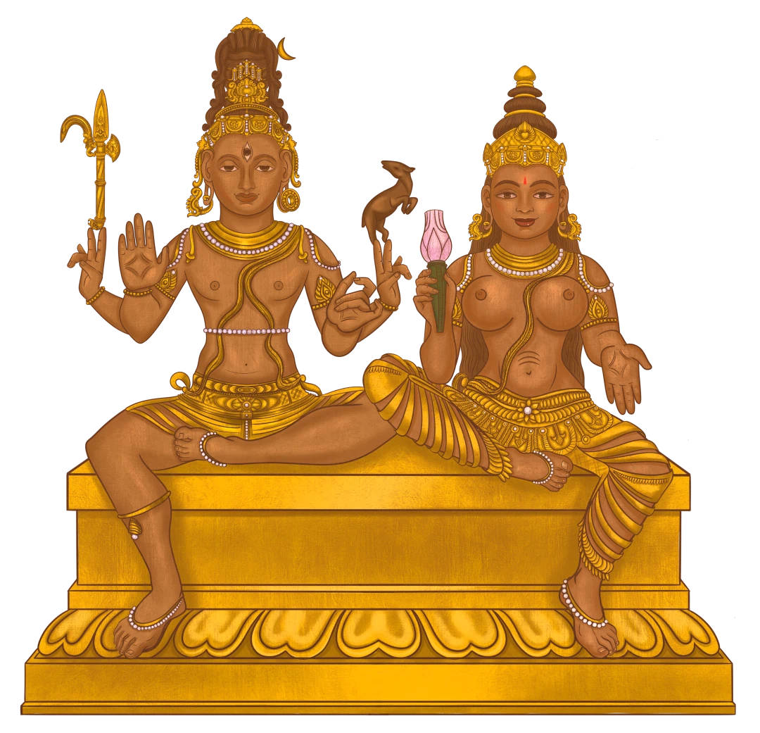 Śiva und Śakti – die männliche und weibliche Form des Absoluten – die Einheit von Bewusstsein und Energie. Ihre Liebe ist die Sonne – Sūrya Devi.