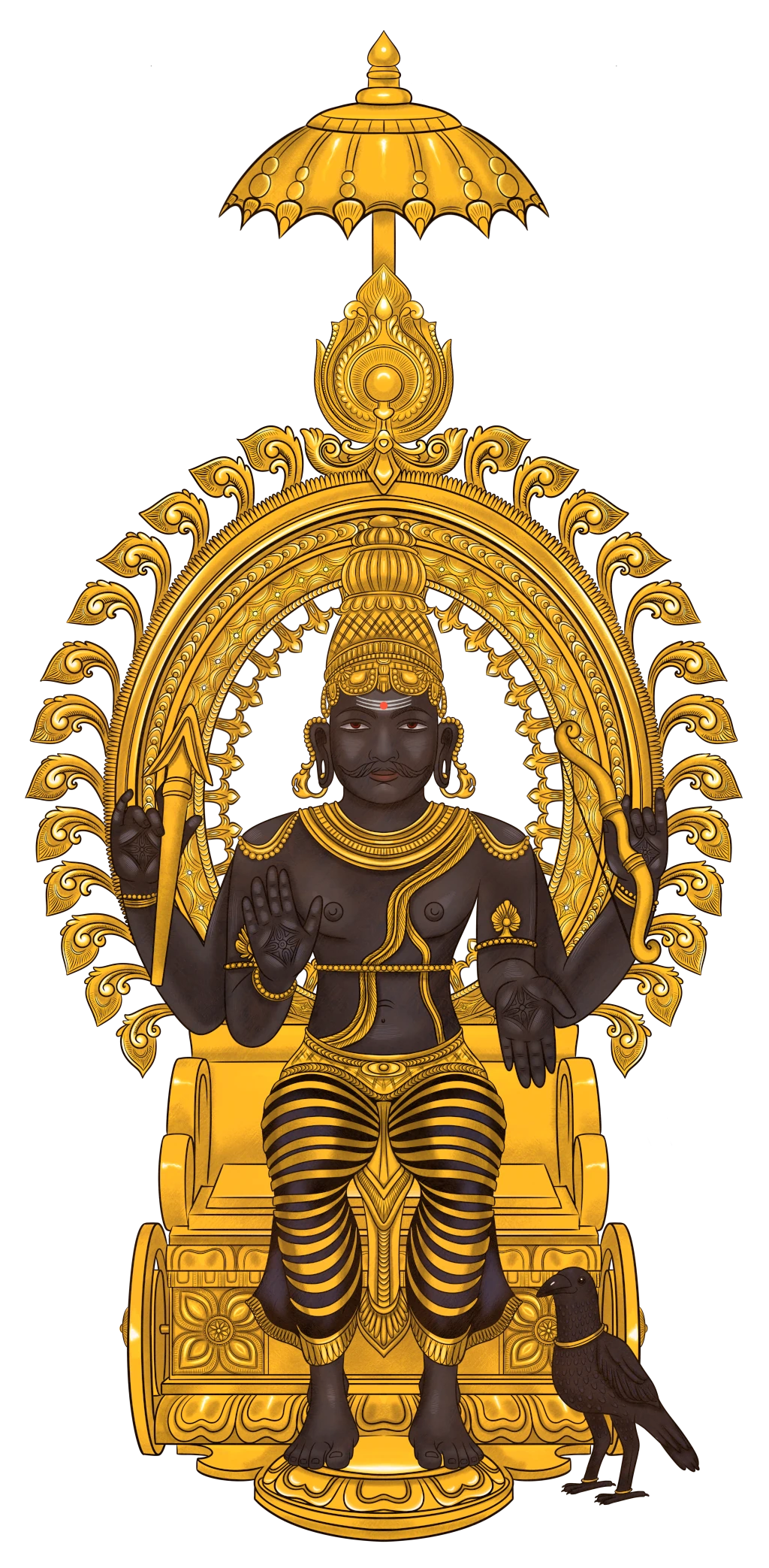 Śani Deva – Sohn der Sonne, Personifizierung des Planeten Saturn, verbunden mit dem Konzept von Zeit, Lebenszyklen und Karma.